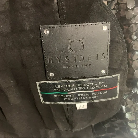 Hysideis | Genuine Italian Leather Black Crocodile Pattern Jacket | EU 44 - Picture 5 of 10